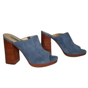 Frye Karissa Mules Size 7 Blue Suede